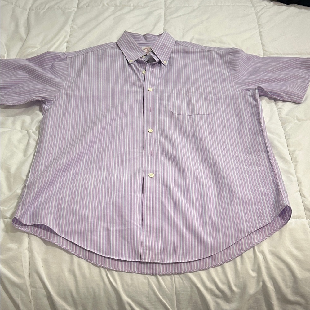 Brooks Brothers Lavender and White Striped Button-Down Shirt